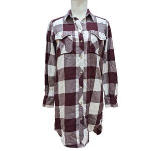 Wilfred Free Women's Plaid Long Sleeve Tunic Size XXS